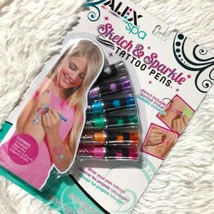 NWOT Alex Spa Sketch & Sparkle Tattoo Pens & Stencil Set
